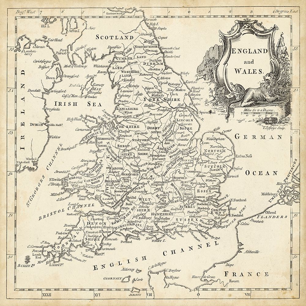 Art Print: Map of England and Wales