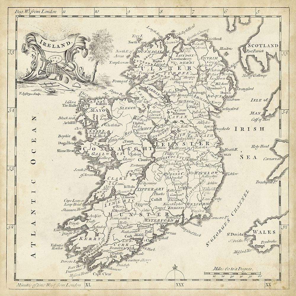 Art Print: Map of Ireland