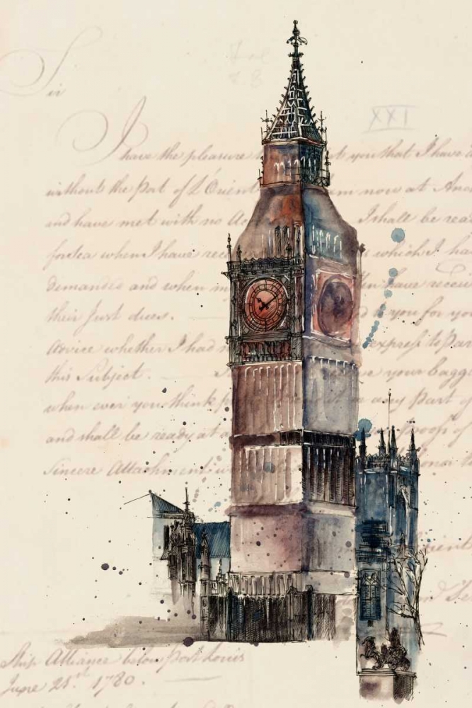 Wall Art Painting id:147913, Name: Letters from Big Ben, Artist: Wang, Melissa