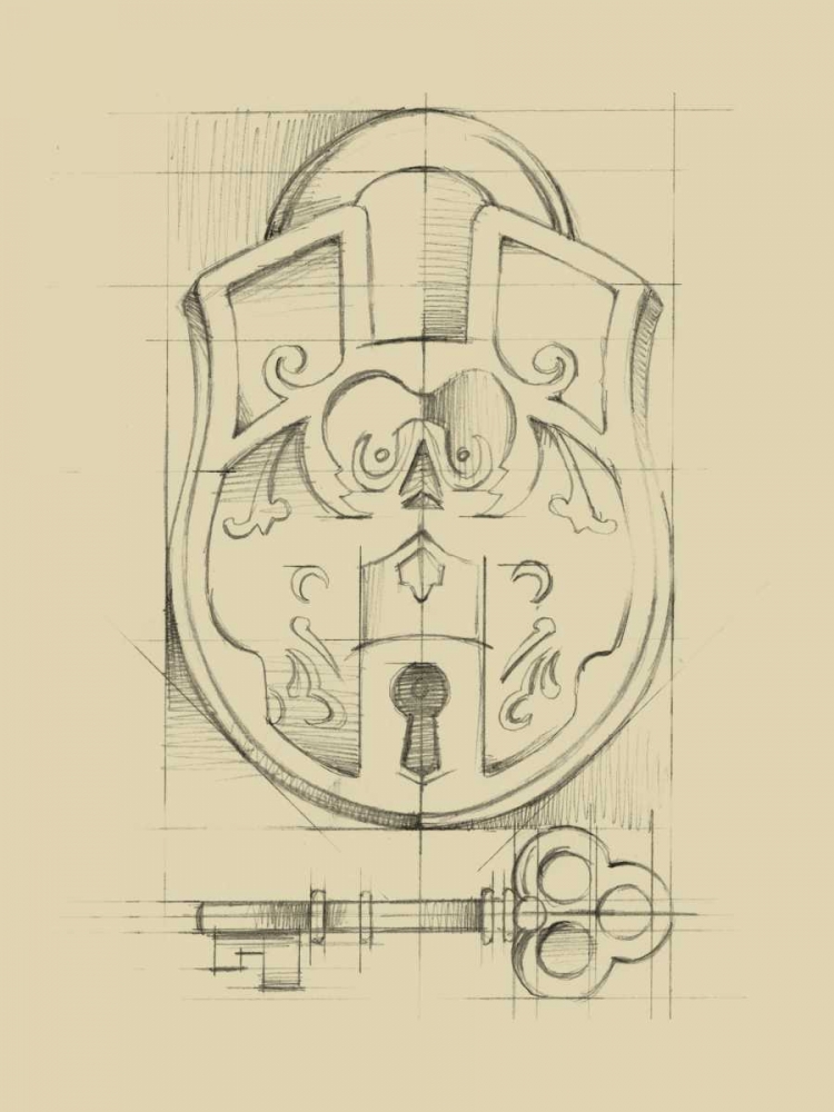 Wall Art Painting id:105850, Name: Vintage Padlock I, Artist: Harper, Ethan