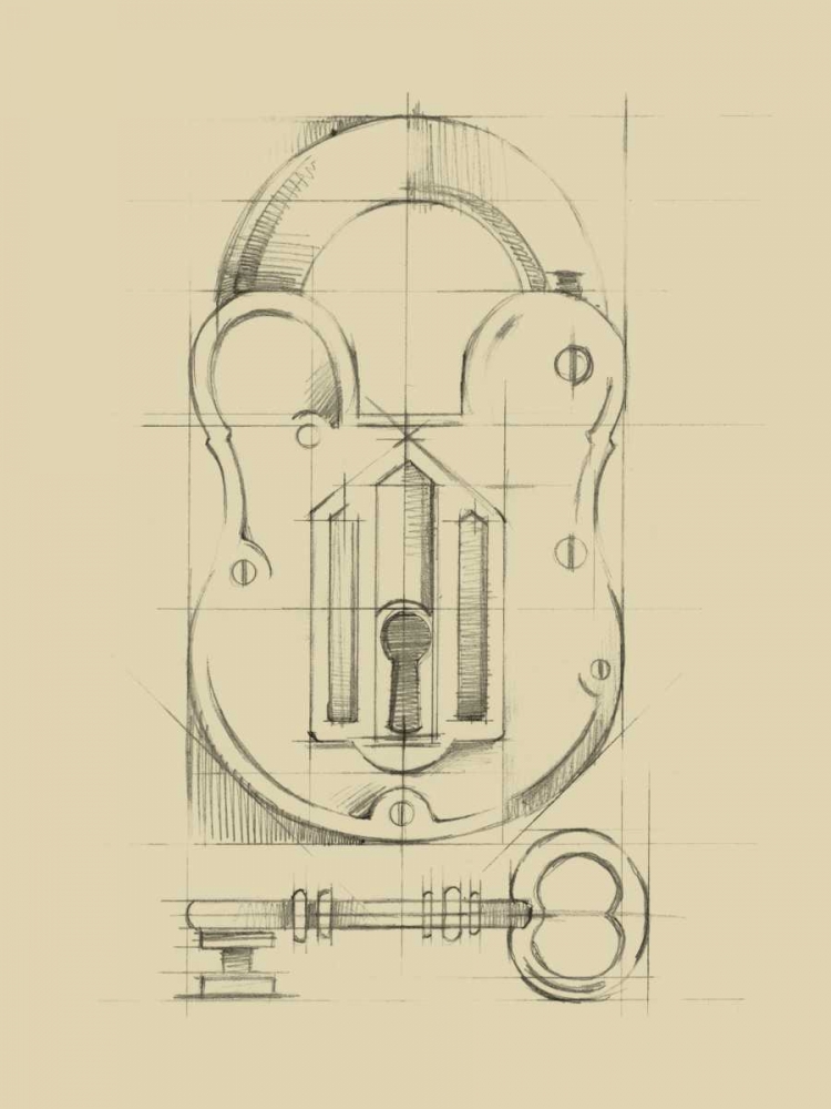 Wall Art Painting id:105851, Name: Vintage Padlock II, Artist: Harper, Ethan