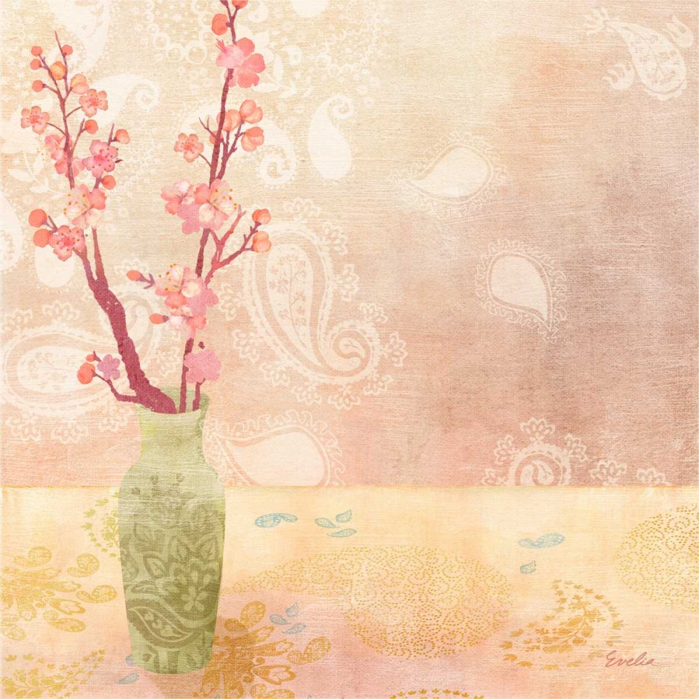 Wall Art Painting id:76366, Name: Vase of Cherry Blossoms I, Artist: Evelia Designs