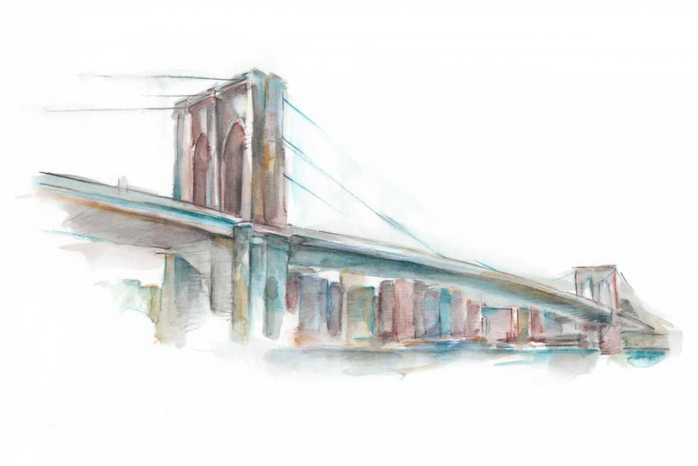 Wall art: Watercolor Bridge Sketch II, by Harper, Ethan