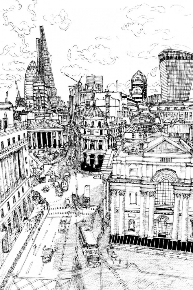 Art Print: BandW City Scene III