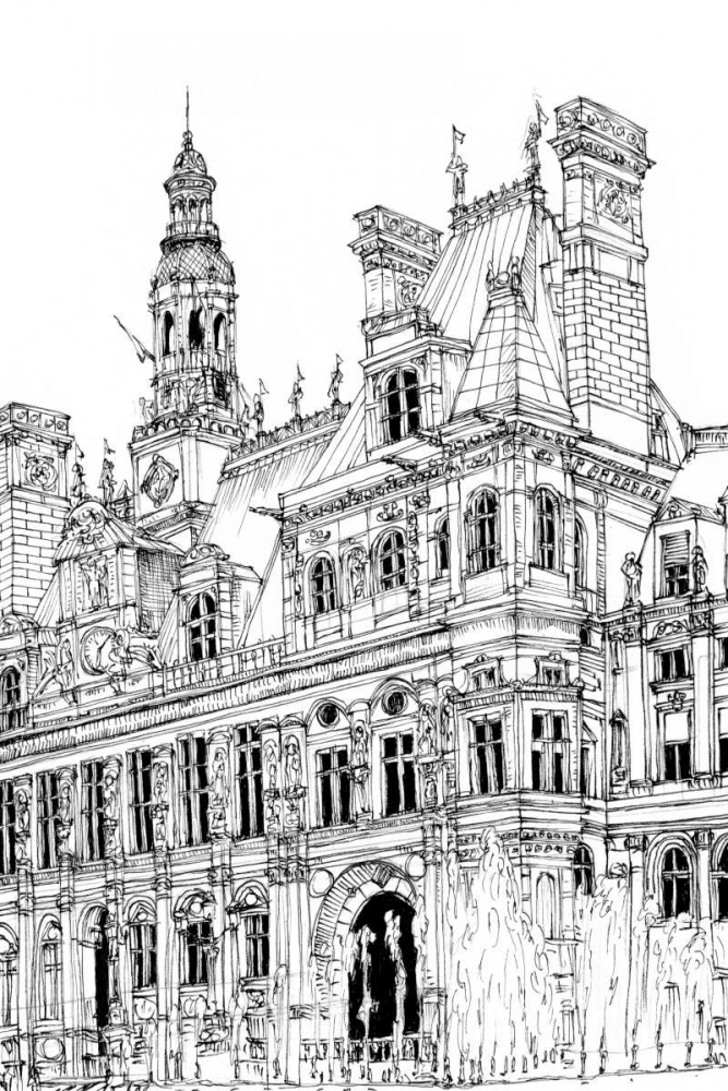 Art Print: BandW City Scene VIII