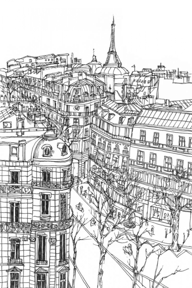 Art Print: BandW City Scene IX