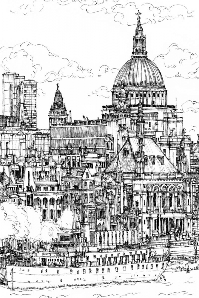 Art Print: BandW City Scene X