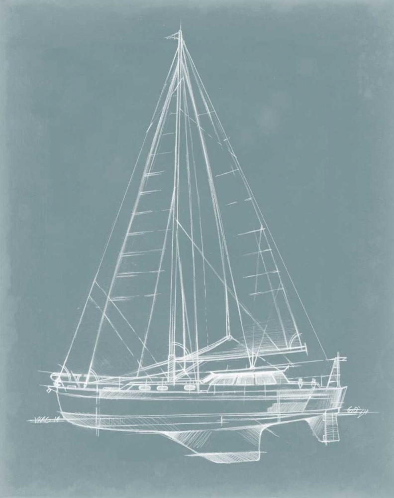 Wall Art Painting id:53451, Name: Yacht Sketches I, Artist: Harper, Ethan