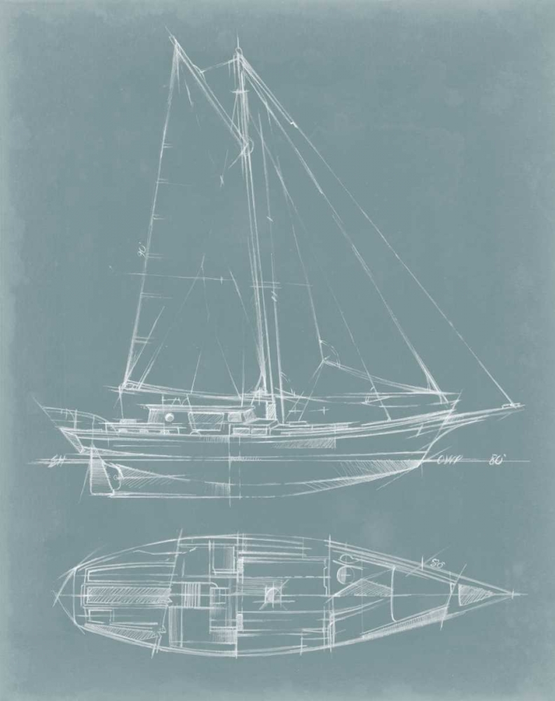 Wall Art Painting id:53453, Name: Yacht Sketches III, Artist: Harper, Ethan