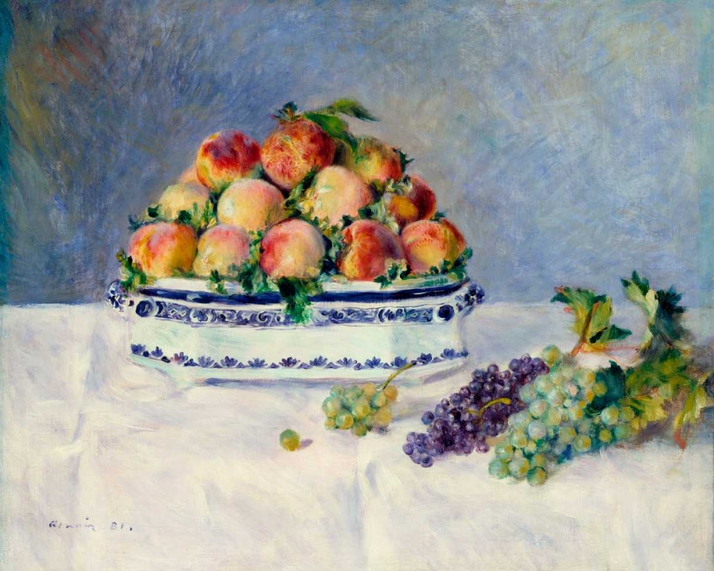 Wall Art Painting id:165554, Name: Still Life with Peaches and Grapes, Artist: Renoir, Pierre-Auguste
