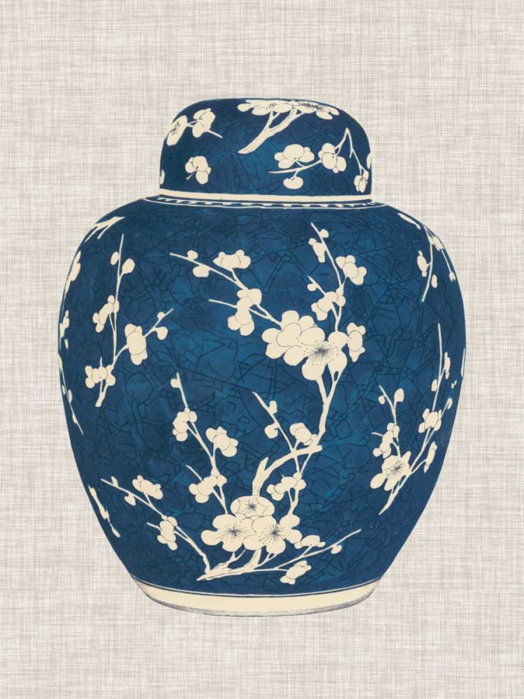 Wall Art Painting id:183414, Name: Blue and White Ginger Jar on Linen I, Artist: Vision Studio