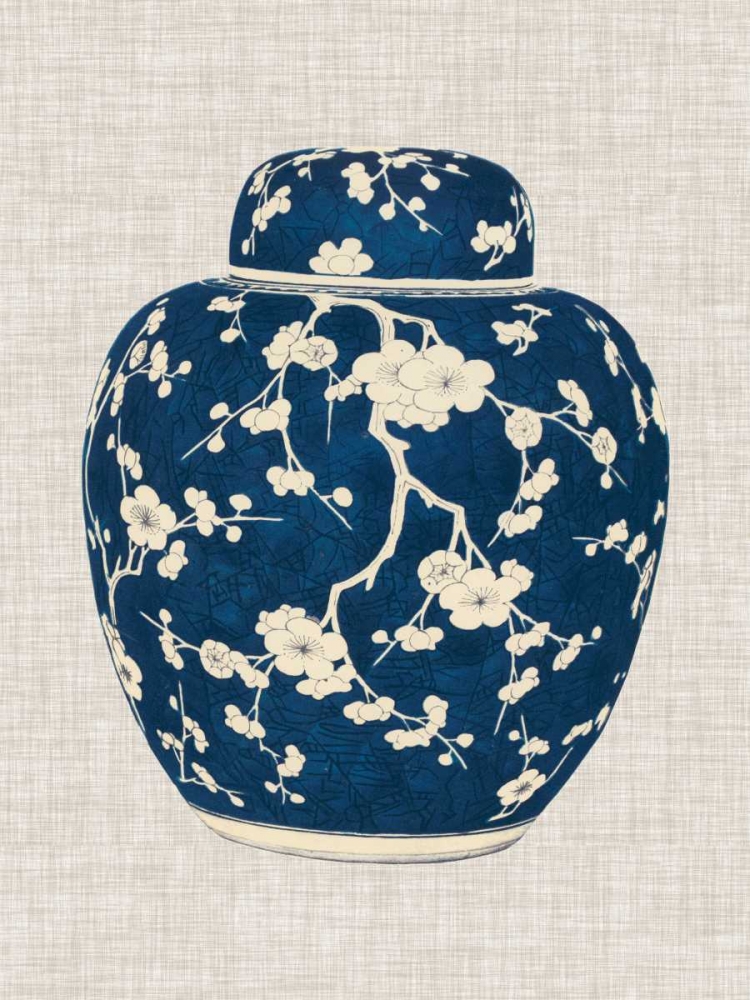 Wall Art Painting id:183415, Name: Blue and White Ginger Jar on Linen II, Artist: Vision Studio