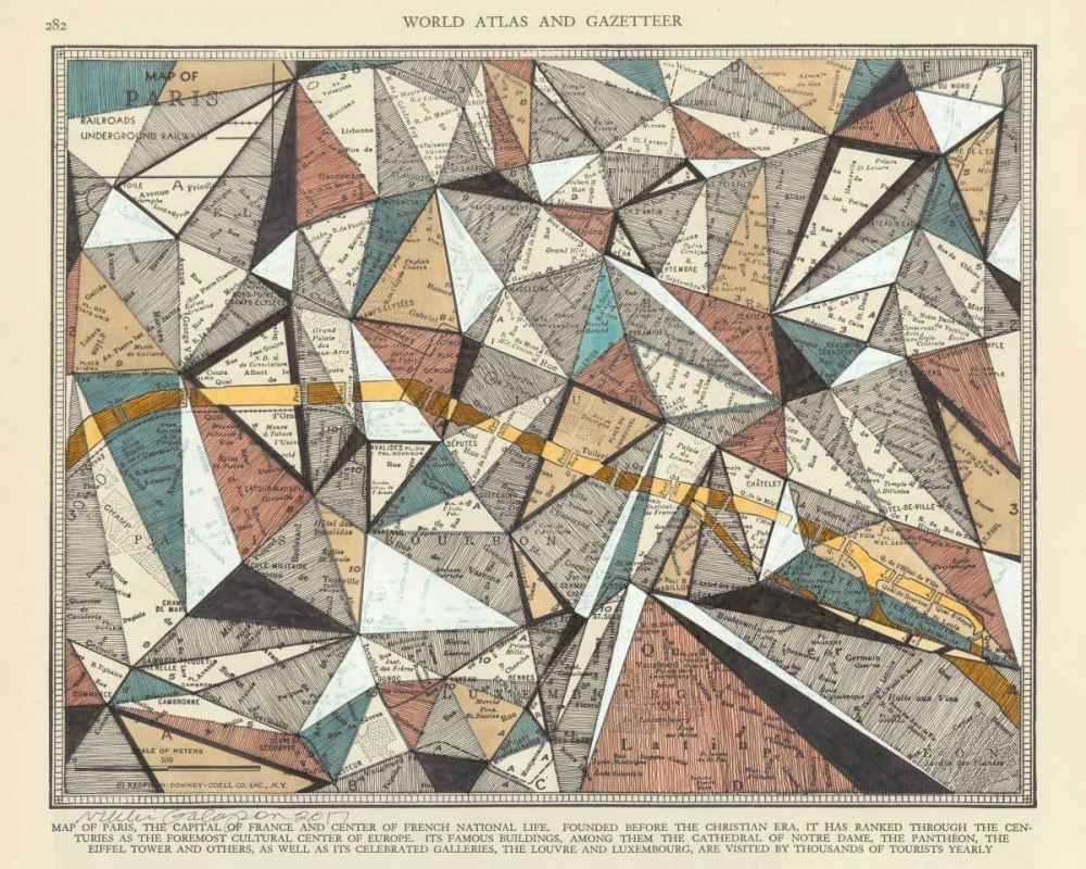 Wall Art Painting id:183514, Name: Modern Map of Paris, Artist: Galapon, Nikki