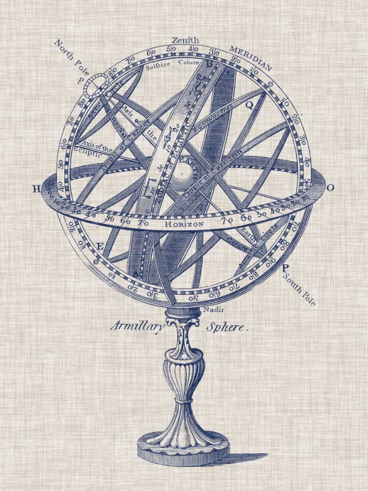 Wall art: Armillary Sphere on Linen I, by Vision Studio