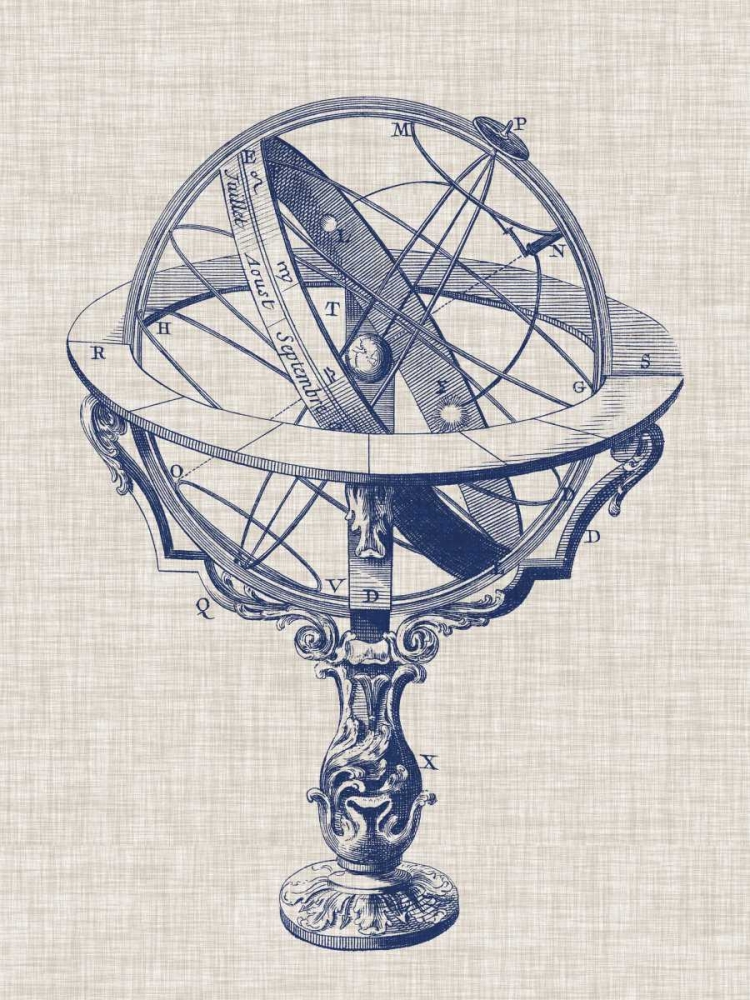 Wall art: Armillary Sphere on Linen II, by Vision Studio