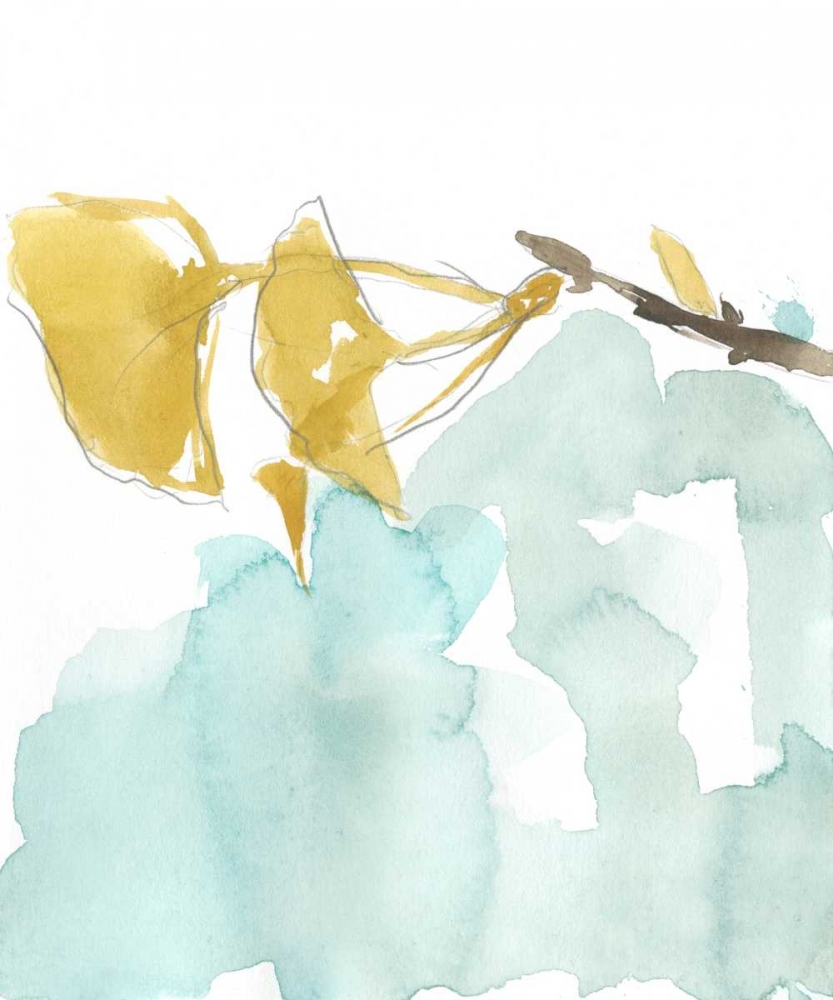 Wall art: Ginkgo on Dusty Teal I, by Goldberger, Jennifer