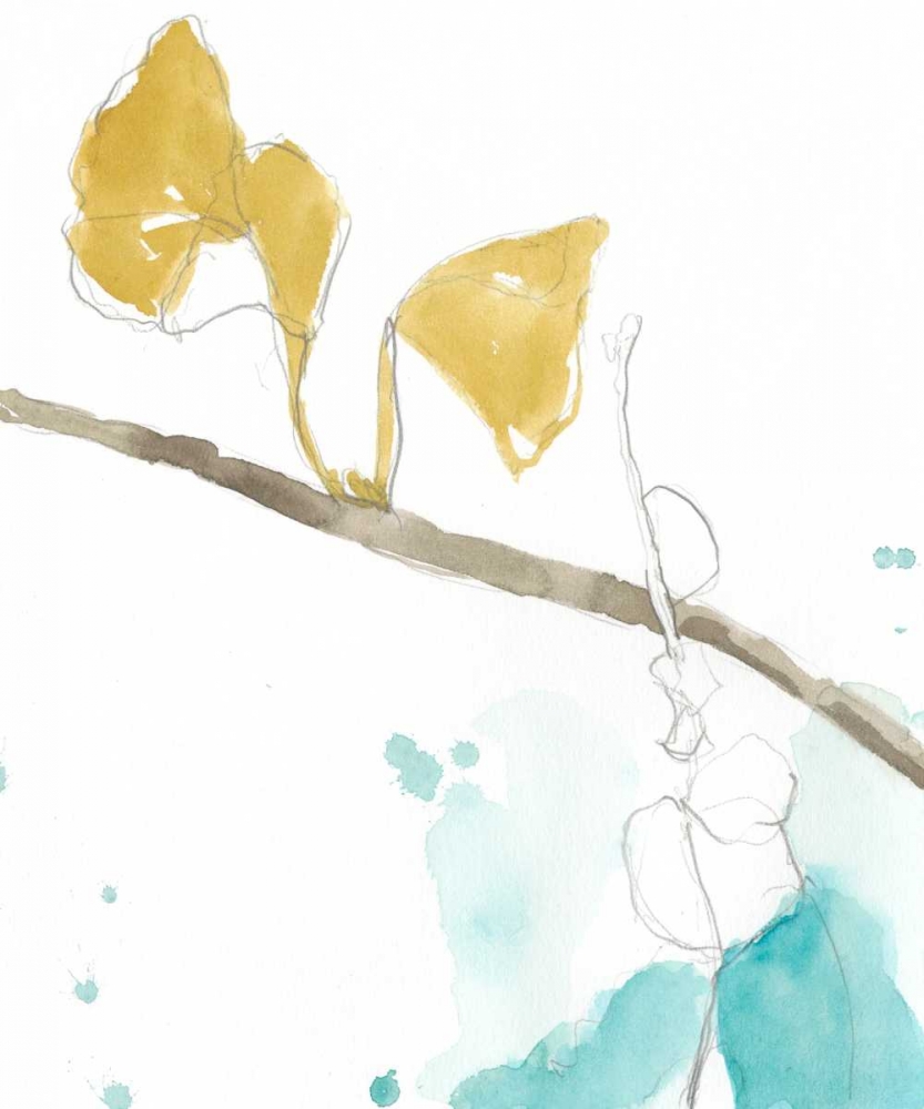 Wall art: Ginkgo on Dusty Teal II, by Goldberger, Jennifer