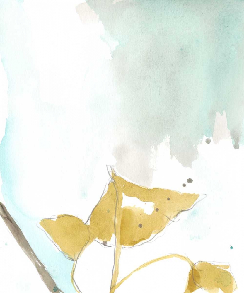 Art Print: Ginkgo on Dusty Teal III