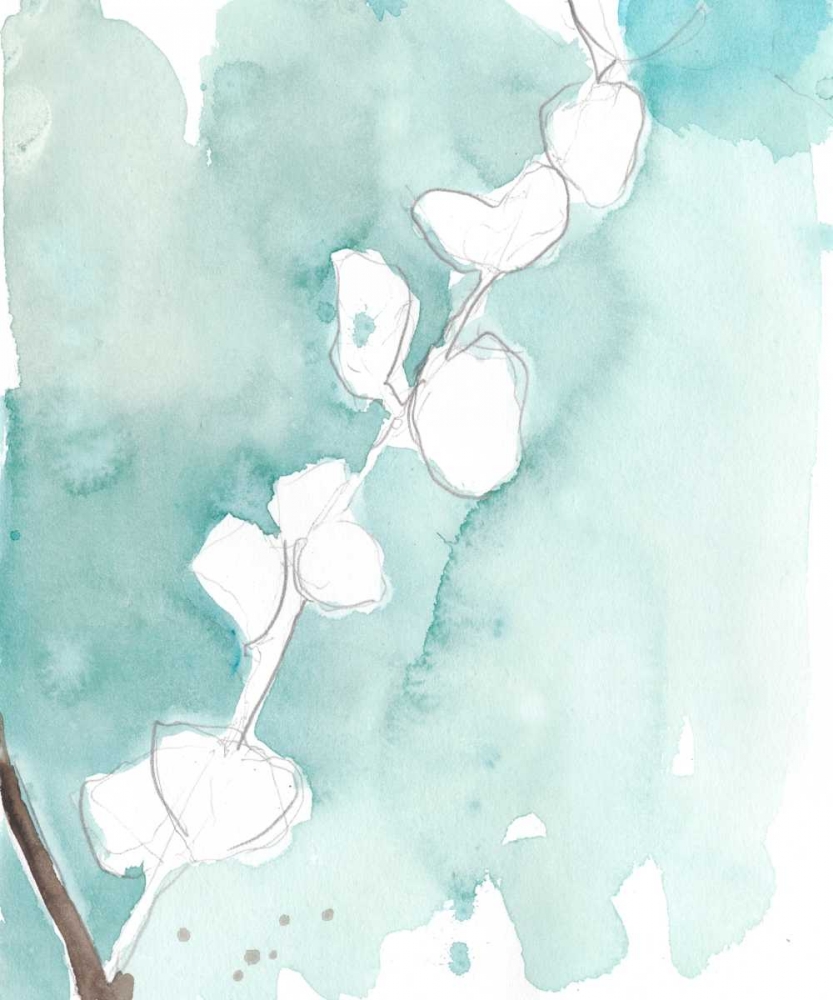 Art Print: Ginkgo on Dusty Teal V