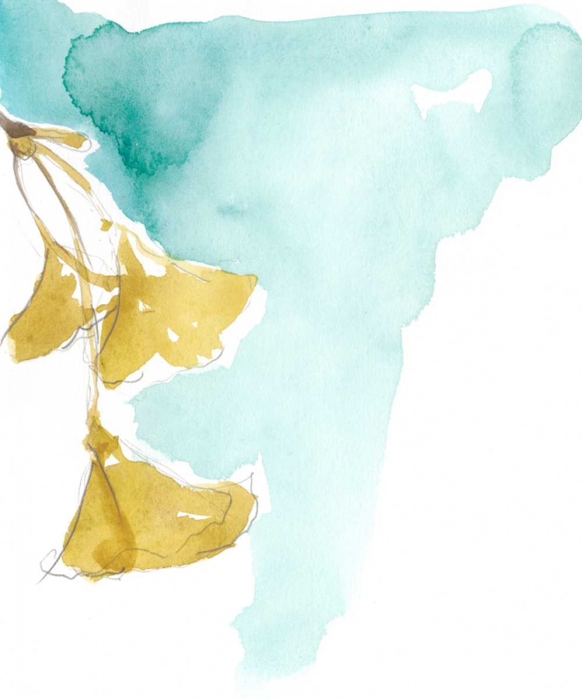 Art Print: Ginkgo on Dusty Teal IX
