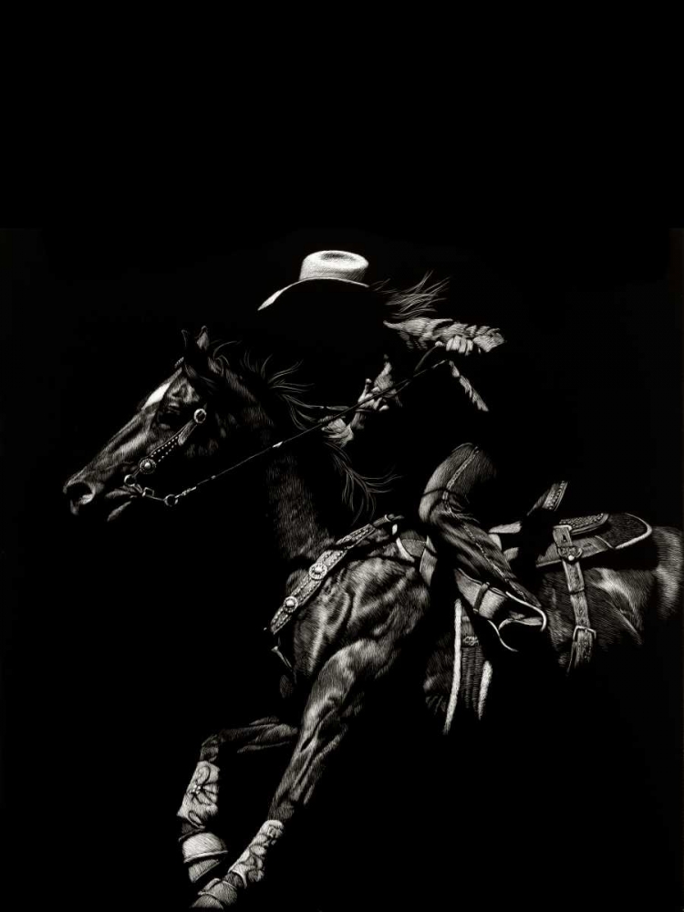 Art Print: Scratchboard Rodeo I