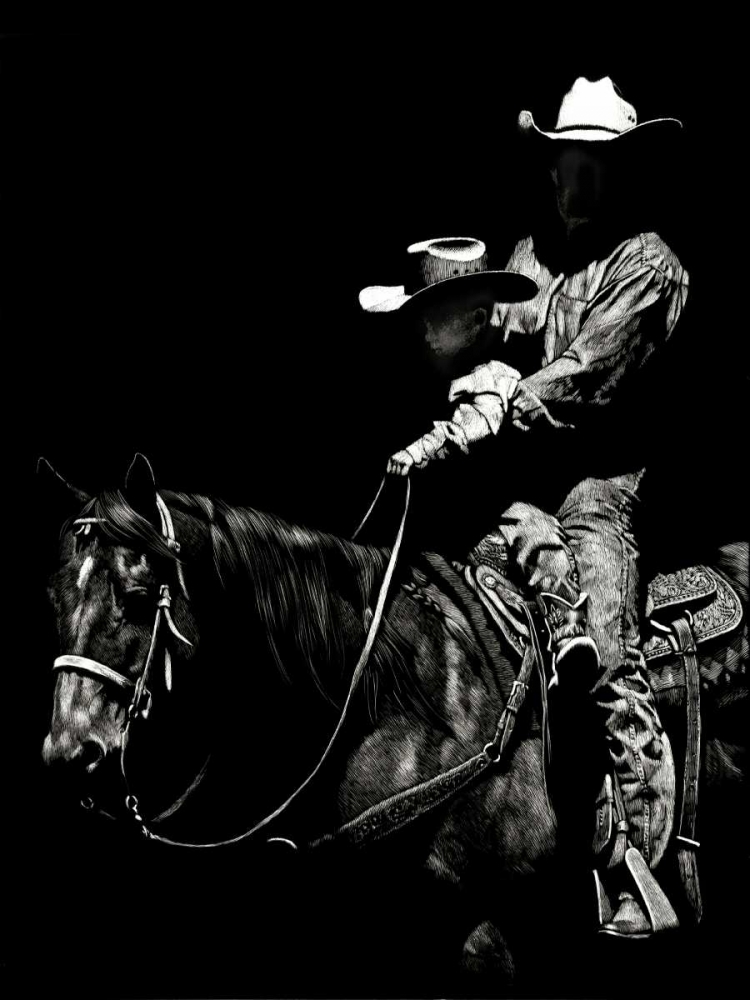 Art Print: Scratchboard Rodeo II