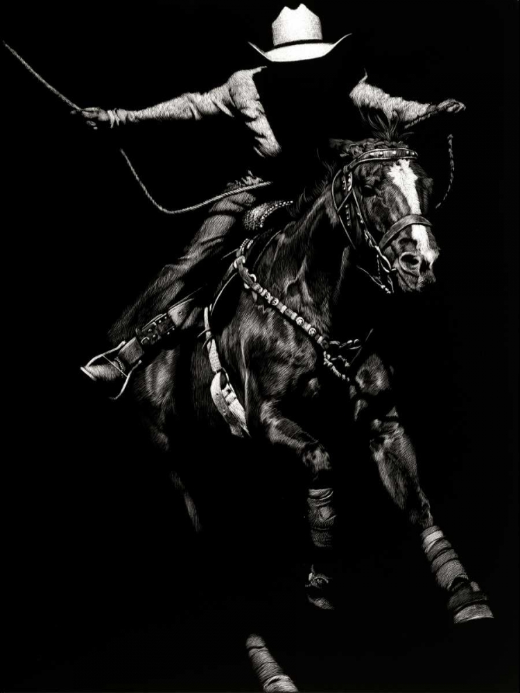 Wall art: Scratchboard Rodeo III, by Chapman, Julie T.