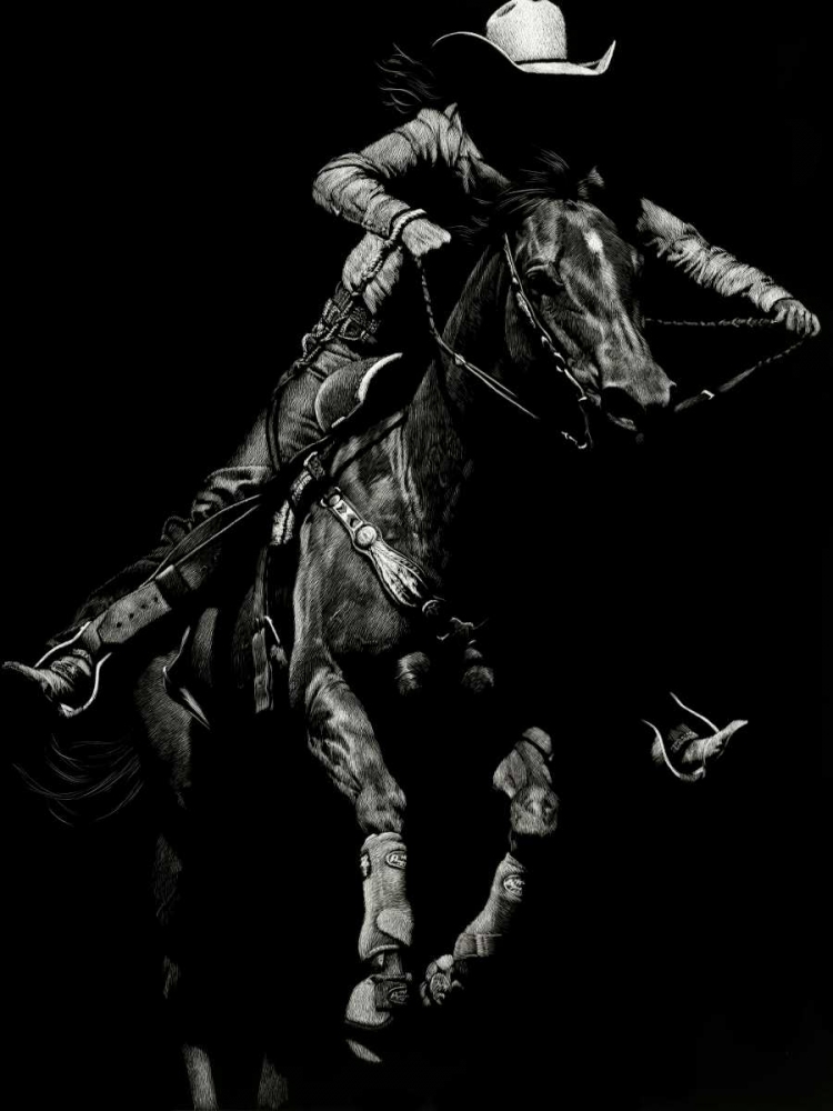 Art Print: Scratchboard Rodeo IV