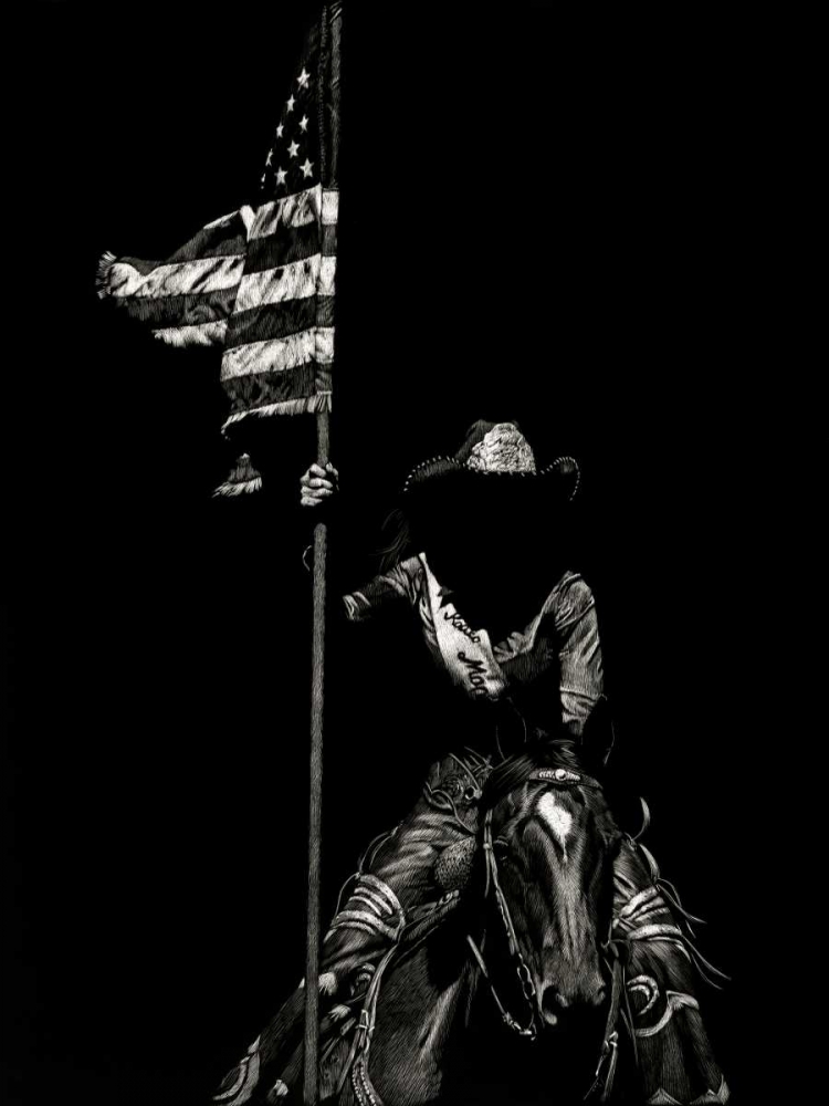 Art Print: Scratchboard Rodeo VI