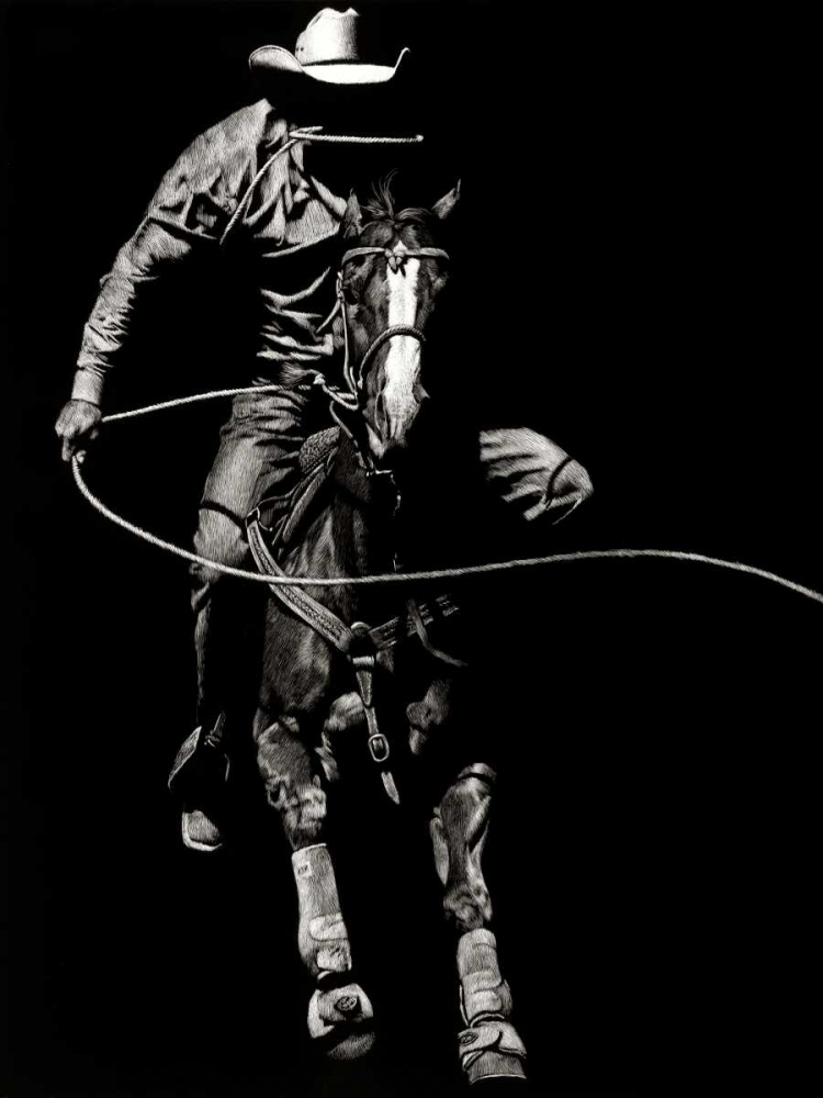 Art Print: Scratchboard Rodeo VIII