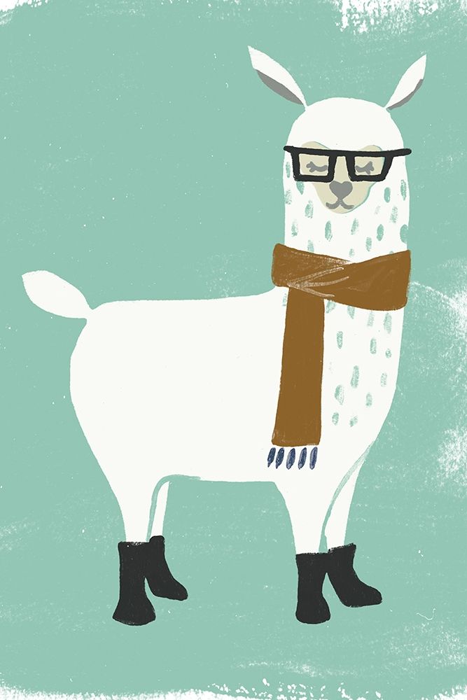 Wall Art Painting id:196923, Name: Bundle Up Llama I, Artist: Vess, June Erica