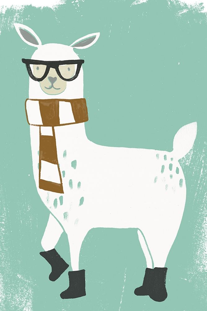 Wall Art Painting id:196924, Name: Bundle Up Llama II, Artist: Vess, June Erica