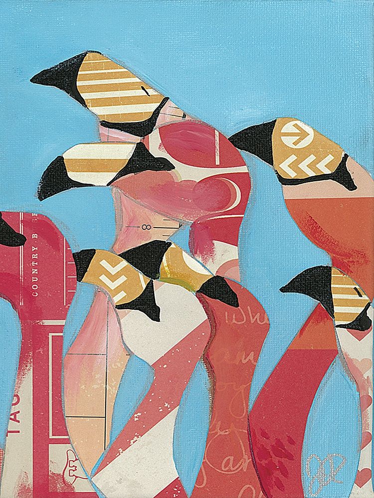 Art Print: Flock of Flamingoes II