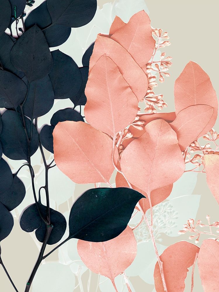 Wall art: Indigo and Blush Leaves II, by Goldberger, Jennifer