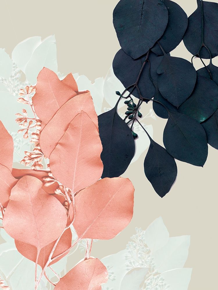Wall art: Indigo and Blush Leaves IV, by Goldberger, Jennifer