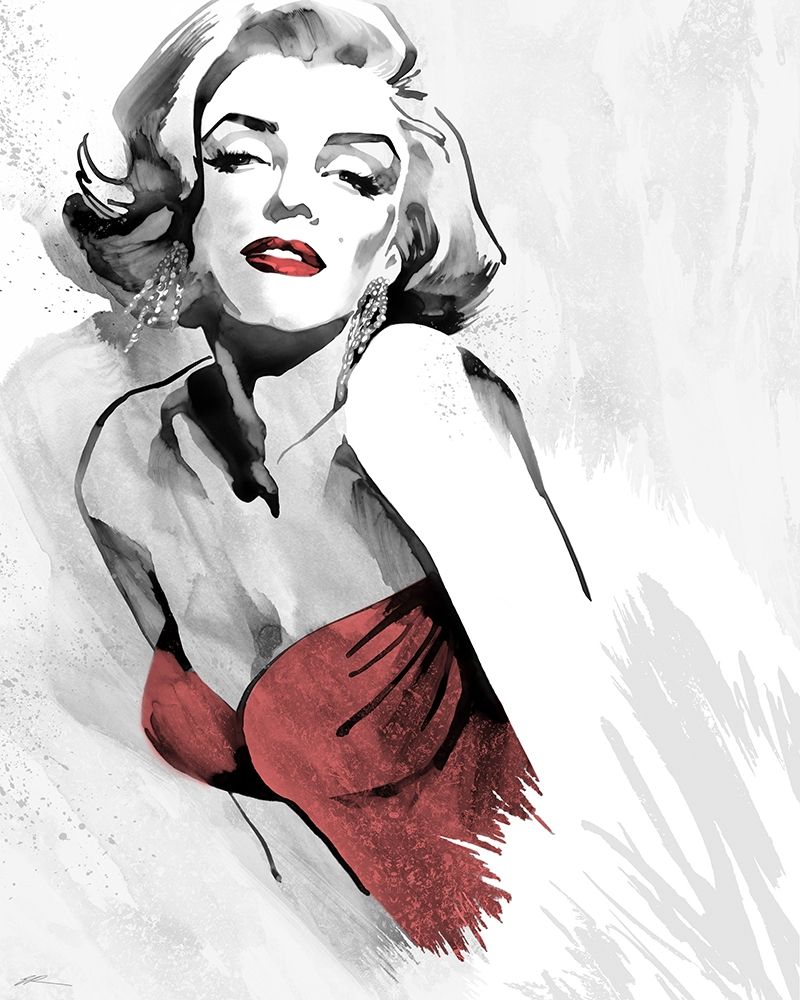 Wall art: Marilyns Pose Red Dress, by Rahim, Ellie