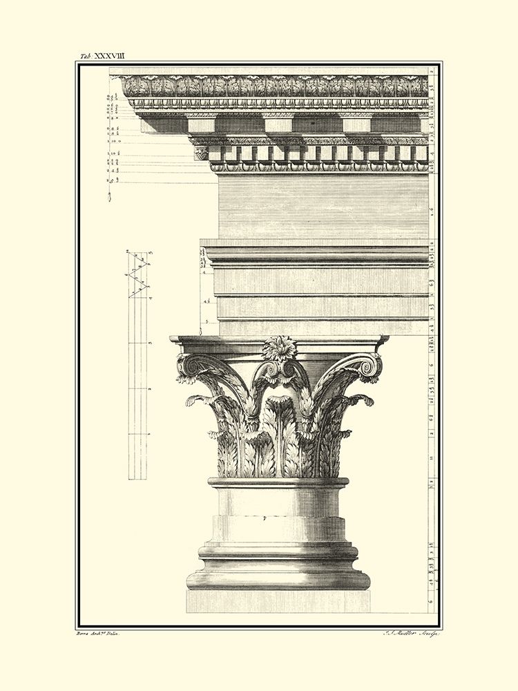 Wall Art Painting id:281994, Name: B and W Column and Cornice I, Artist: Borra, Giovanni