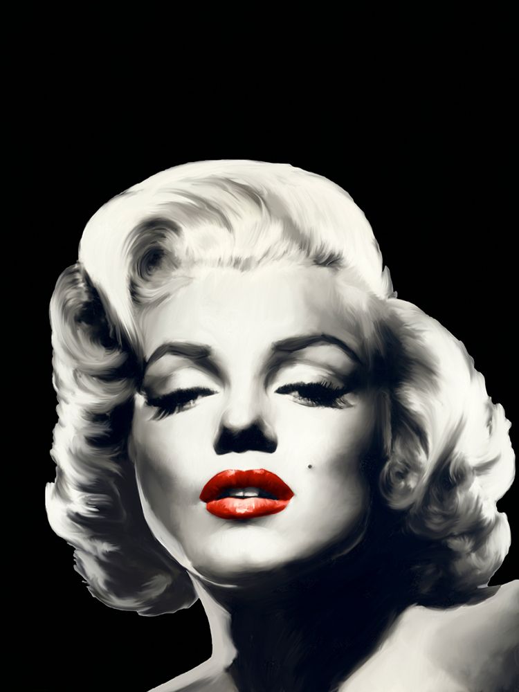Wall Art Painting id:210251, Name: Red Lips Marilyn In Black, Artist: Consani, Chris