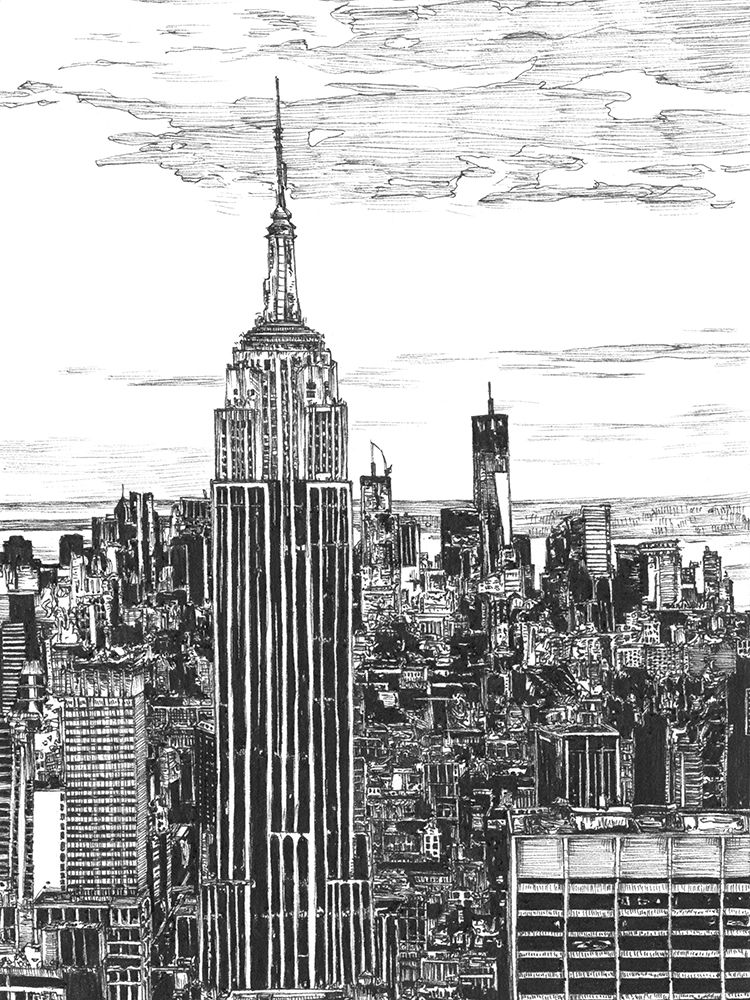 Art Print: BandW Us Cityscape-NYC