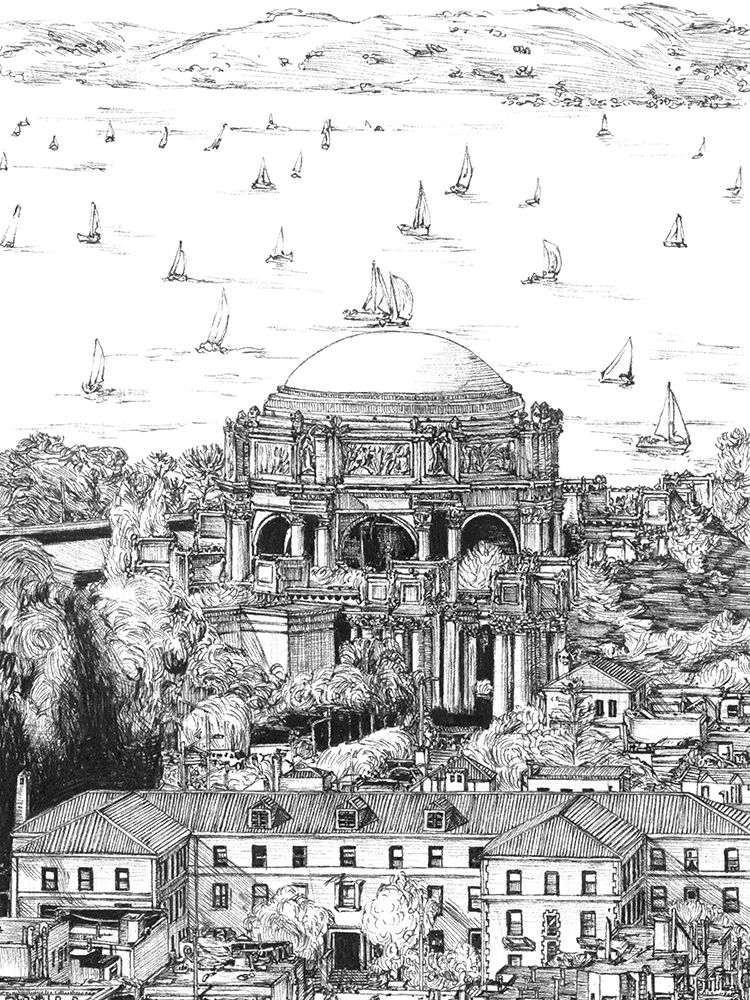 Art Print: BandW Us Cityscape-San Francisco