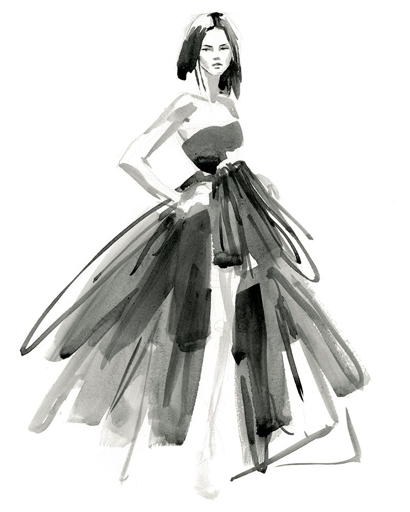 Art Print: Gestural Evening Gown I