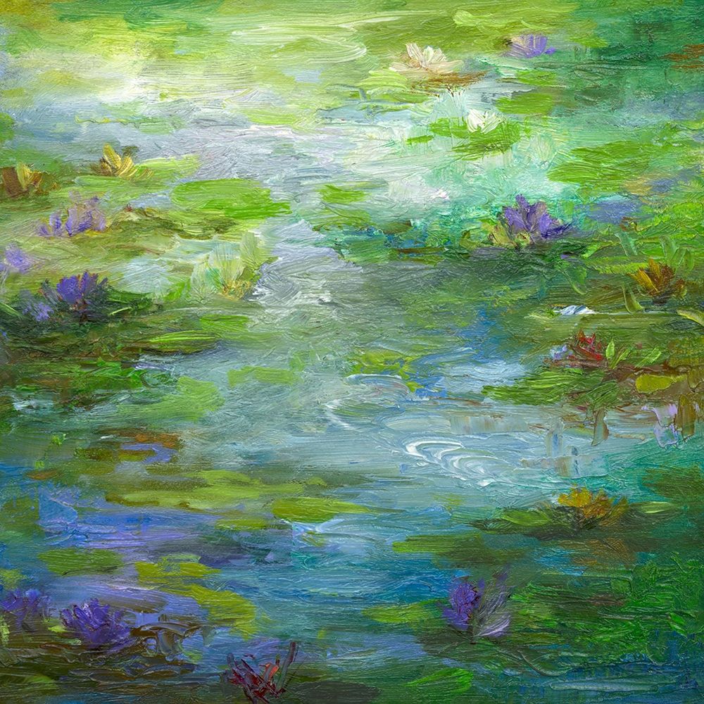 Wall Art Painting id:226541, Name: Water Lily Pond #1, Artist: Finch, Shiela