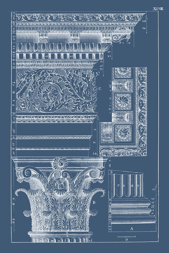 Wall art: Column and Cornice Blueprint II, by Vision Studio 