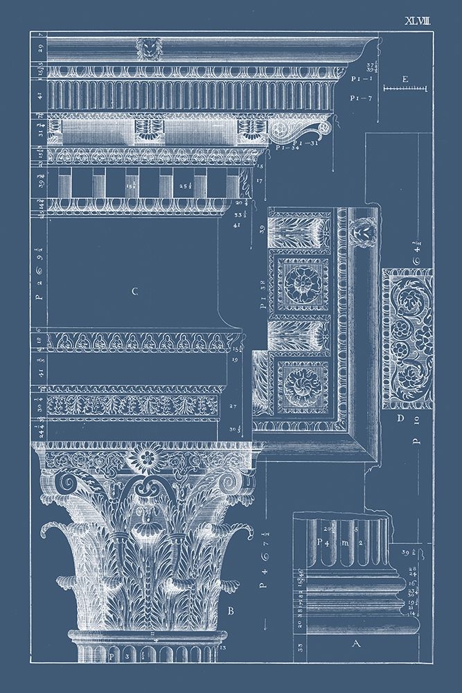 Wall art: Column and Cornice Blueprint III, by Vision Studio 