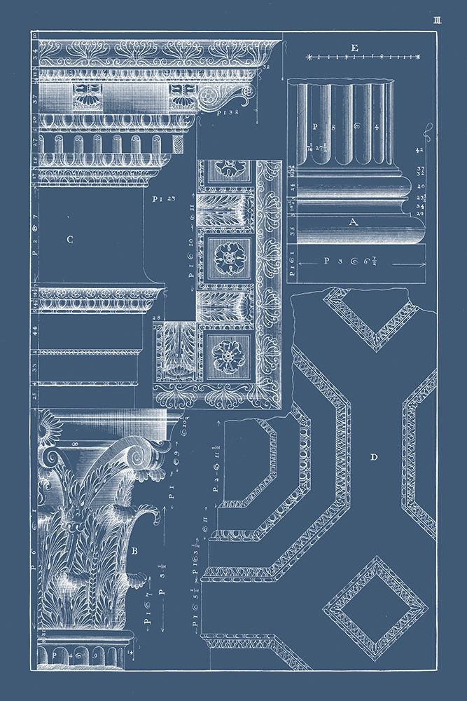 Wall art: Column and Cornice Blueprint IV, by Vision Studio 