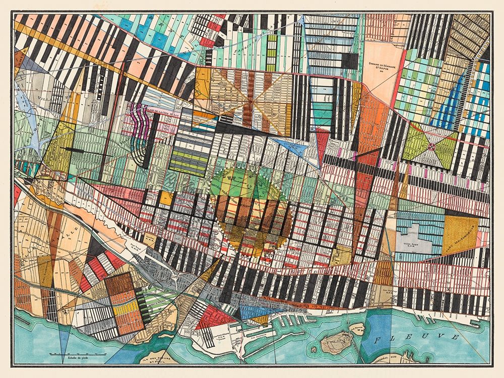 Wall Art Painting id:230033, Name: Modern Map of Montreal, Artist: Galapon, Nikki