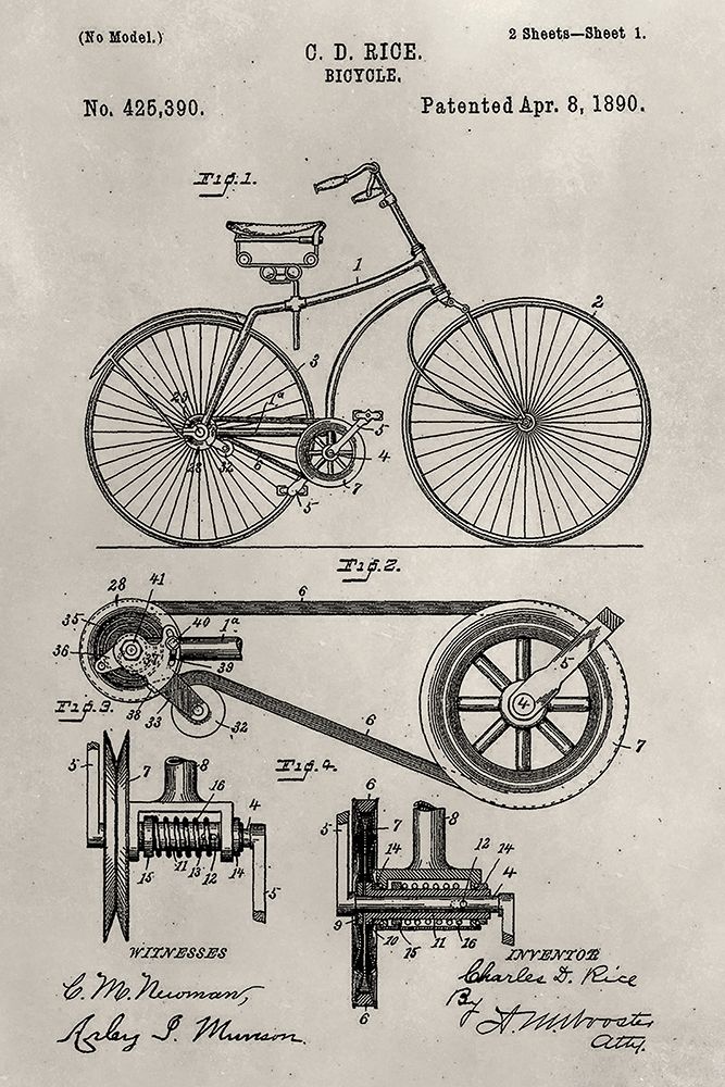 Wall art: Patent--Bicycle, by Ludwig, Alicia