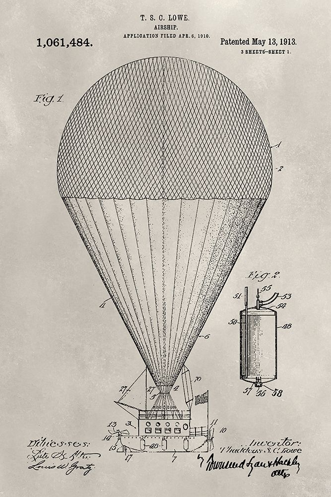 Wall Art Painting id:244816, Name: Patent--Hot Air Balloon, Artist: Ludwig, Alicia