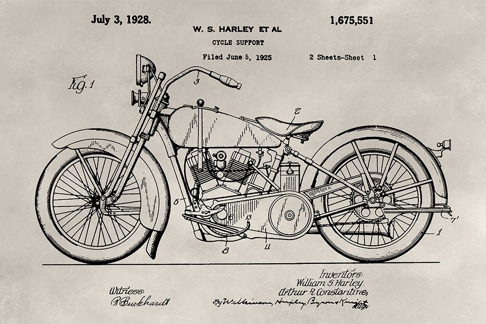 Wall art: Patent--Motorcycle, by Ludwig, Alicia