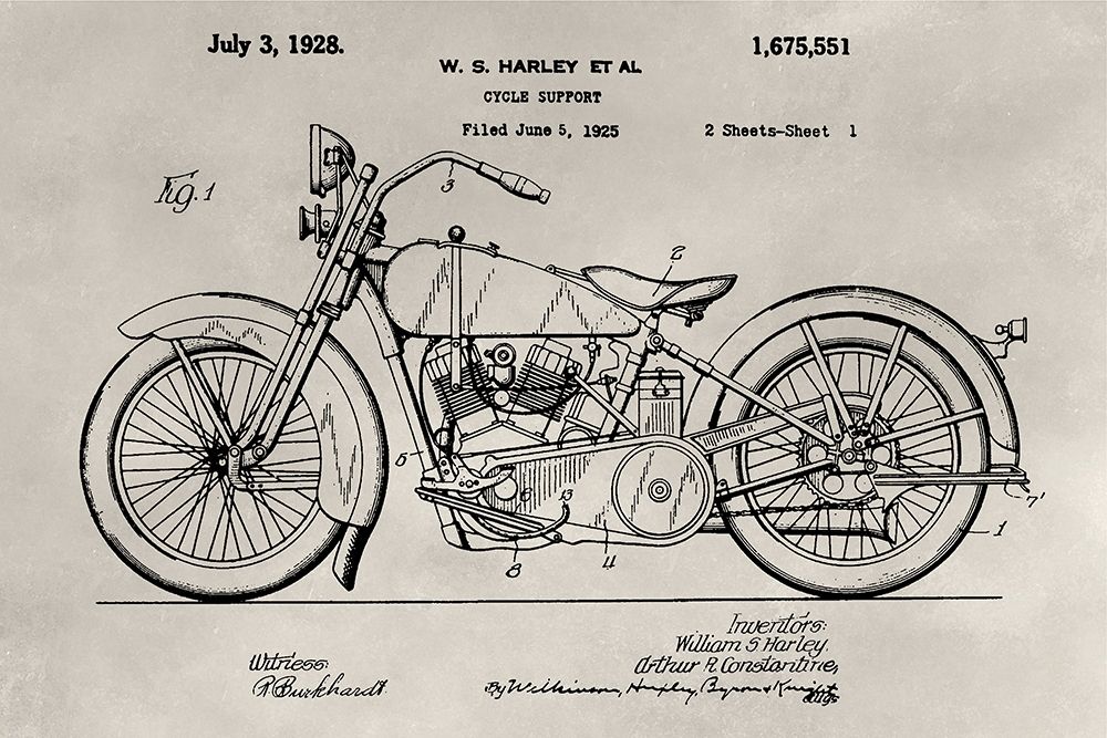 Wall Art Painting id:244435, Name: Patent--Motorcycle, Artist: Ludwig, Alicia